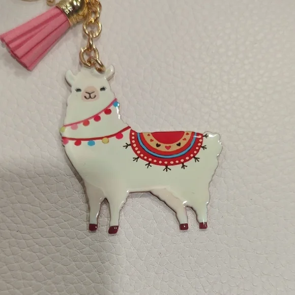 Crystal Avenue Llama Keychain with Pink Tassel - Picture 2 of 3